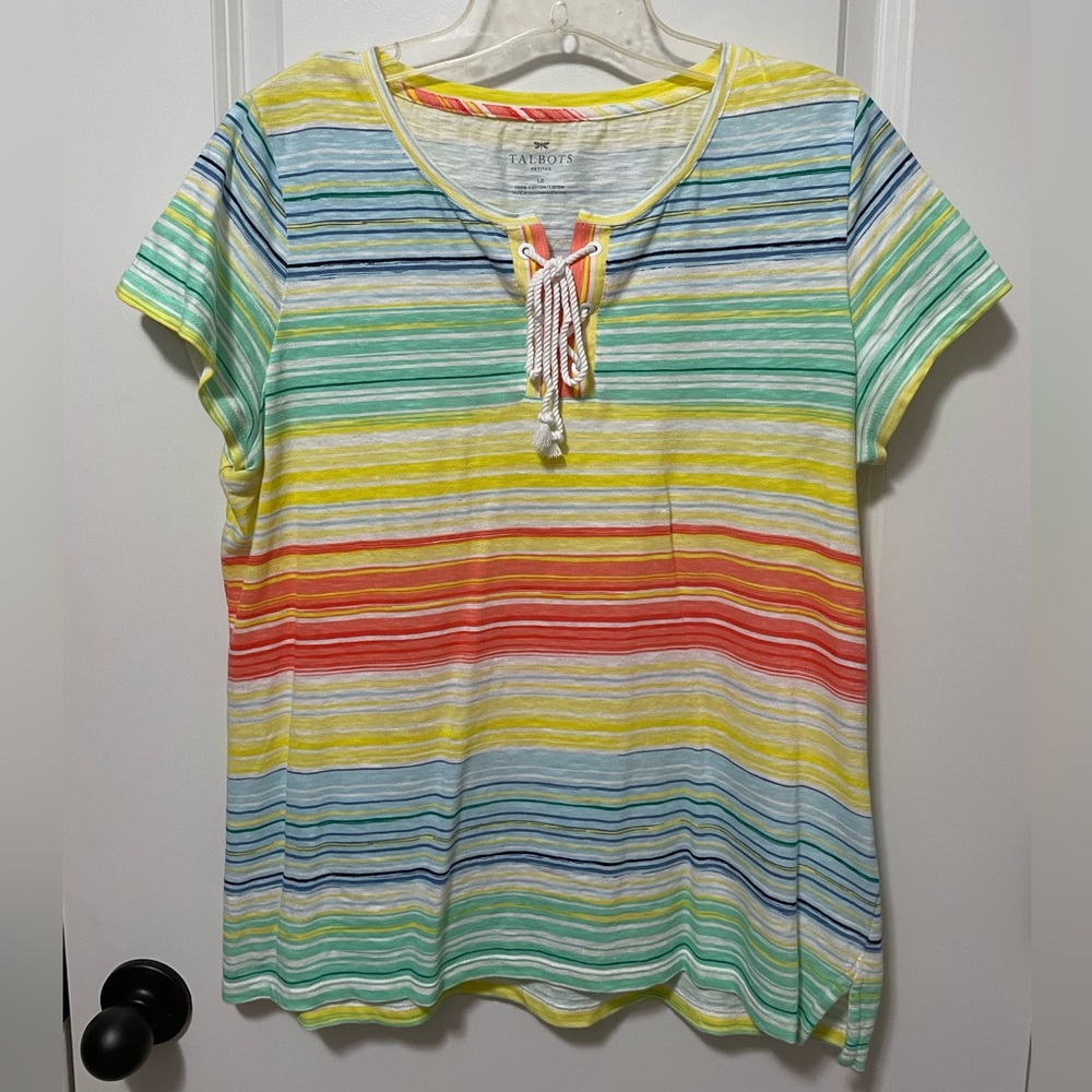 Talbots Petite Large Multi-color Striped Top